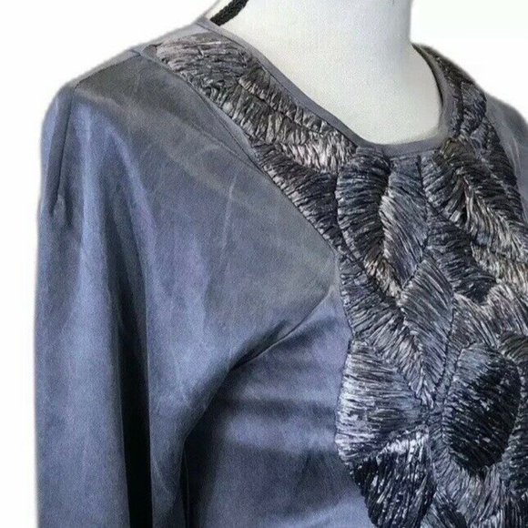 Tony Cohen Washed Silk Straw Design Zipper Dress - Picture 7 of 12